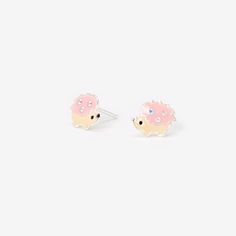 This pair of sterling silver stud earrings feature pretty pink hedgehogs with sparkly faux crystals adornments. Closure: Post back Material: Sterling silver - Claire's Sterling Silver Hedgehog Stud Earrings - Pink Kid Earrings, Silver Hedgehog, Kids Studs, Earrings For Kids, Kawaii Jewelry, Dope Jewelry, Fashionable Jewelry, Kids Earrings, Animal Earrings