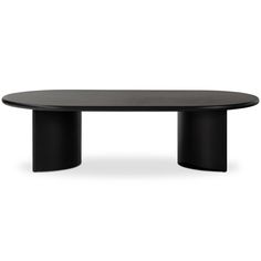 a black table with an oval top