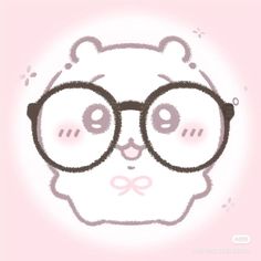 a drawing of a bear with glasses on it's face