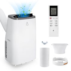 an air purificater and accessories are shown in this image