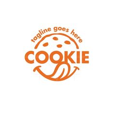 an orange cookie logo with the words,'imagine goes here'in large letters