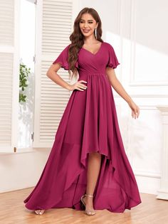 Flowy A-line Chiffon Dress For Prom, A-line Chiffon Bridesmaid Dress, Chiffon A-line Bridesmaid Dress For Prom Season, Flowy A-line Chiffon Bridesmaid Dress, Chiffon Bridesmaid Dress With Short Sleeves, Flowy Chiffon Bridesmaid Dress For Wedding Guests, Flowy A-line Chiffon Prom Dress, Flowy Chiffon Bridesmaid Dress For Wedding, Flowy Chiffon Maxi Dress For Bridesmaid