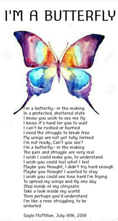 a butterfly with the words i'm a butterfly on it