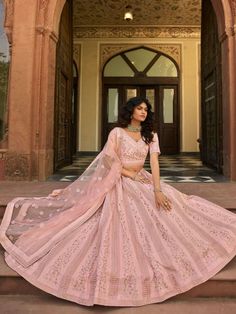 Buy impressive baby pink organza partywear lehenga choli at affordable shopping price. This beautiful lehenga choli which comes with satin blouse and net dupatta. Partywear Lehenga, Sabyasachi Lehenga, Organza Lehenga, Party Wear Lehenga Choli, Organza Blouse, Organza Wedding, Pink Lehenga, Lehenga Choli Online, Party Wear Lehenga