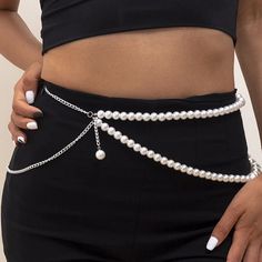 Pearl Chain Belt | BOOGZEL APPAREL – Boogzel Clothing Cheap Silver Chain Link Belt, Y2k Summer Fits, Grunge Vintage Outfits, 90s Outfits, Girl Aesthetics, Egirl Clothes, Chain Belts, Beaded Belt, Chain Belt