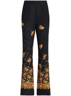 ETRO Silk paisley-print Straight Trousers - Farfetch Silk Trousers, Cape Coat, Straight Trousers, Silk Pants, Straight Leg Trousers, Printed Silk, Knitwear Cardigan, Pant Shirt, Straight Leg Pants