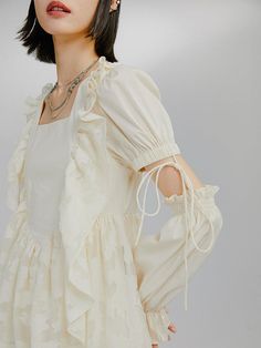 Dress With Detachable Sleeves, Blouse Ideas, Detachable Sleeves, Diy Inspiration, White Long Sleeve, Shoulder Sleeve, Latest Trends, Ruffle Blouse, Sleeve Length