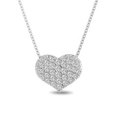 "HERE IS BEAUTIFUL HANDMADE HEART LOVE PENDANT NECKLACE 14K White Gold Comes With 16\" or 18\" Inch Chain All Round 39 White Diamonds Are SI1 G Color !! TOTAL 1.00 CARAT Very Nice And Full Pave Set !! Bright White Color And Clean Diamonds Width - 15.00 mm Length - 17.00 mm RETAIL PRICE IS OVER $3,800.00 COMES WITH $2,700.00 APPRAISAL DREAM IT I\"LL MAKE IT SPECIAL ORDER WELCOME PLEASE VISIT MY ESTY SHOP http://www.etsy.com/shop/JewelryByGaro HANDCRAFTED IN THE USA TEL: (212) 398-7002 CELL: (201) White Gold Heart Pendant Necklace With Pave Setting, White Gold Heart-shaped Necklace With Pave Setting, White Gold Heart Cut Necklace With Pave Setting, Luxury Heart Cut Necklace With Pave Setting, Luxury Heart Cut Necklaces With Pave Setting, Dazzling White Gold Heart Cut Necklace, Brilliant Cut Necklace For Anniversary On Valentine's Day, Brilliant Cut Necklace For Valentine's Day Anniversary, Valentine's Day White Gold Necklace With Vvs Clarity