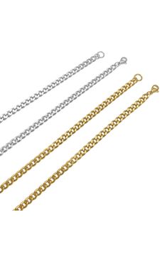 Layer on this set of two curb-chain necklaces constructed from stainless steel with a water-resistant 14-karat gold-plated or white-rhodium plated finish. Set of two 22" length; 24" length Lobster clasp closure Stainless steel/white rhodium plate; stainless steel/14k-gold plate Imported Stainless Steel Cuban Link Cable Chain Jewelry, Everyday Stainless Steel Cuban Link Necklace With Curb Chain, Gold Stainless Steel Jewelry With Curb Chain, Tarnish Resistant Stainless Steel Chain Link Necklace, Stainless Steel Curb Chain Necklace With Oval Links, Classic Stainless Steel Cuban Link Necklace With Curb Chain, Modern Stainless Steel Curb Chain Necklace, Stainless Steel Oval Link Curb Chain Necklace, Cuban Link Stainless Steel Necklace With Gold Chain