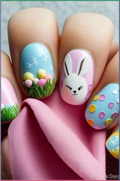 Egg-straordinary Easter Nail Art Ideas to Try at Home Easter Nails Design Spring, Easter Nails Easy, Red Coffin, Easter Nail Art Designs, Kids Nails, Pastel Nail Art, Festive Nail Designs, Summer Sunflower, Easter Nail