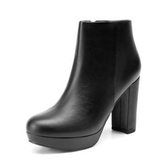 PRICES MAY VARY. Rounded Toe: Designed with a round toe and available in vegan leather or faux suede, these platform ankle boots provide a comfortable fit, allowing you to wear them all day while effortlessly pairing with a range of outfits. 4-Inch Heel: Walk comfortably in these women’s booties, complemented by a chunky block heel and a 1-inch platform that offers an instant height boost and emphasizes your legs beautifully. Non-Slip Outsole: The TPR outsole provides secure and steady footing o Ankle Platform Boots, Trendy High Heels, Heel Boots For Women, High Heel Ankle Boots, Chunky Heel Ankle Boots, Christmas Board, Low Heel Wedges, Heel Ankle Boots, Block Heel Boots