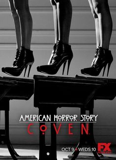 the poster for american horror story coven 2 shows high heeled women standing on top of a piano