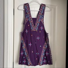 Brand New Bohemian Sleeveless Mini Dress With Floral Embroidery, Sleeveless Vacation Dresses With Embroidered Multicolor, Purple Embroidered Dress For Vacation, Purple Embroidered Dress For Summer, Free People Boho Dress, Lace Turtleneck, Free People Lace Dress, Pink Slip Dress, Ruffle Wrap Dress