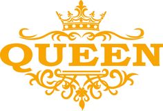 the word queen with a crown on it's head and an ornate frame around it