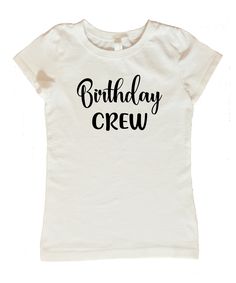 "Description: Dress up your birthday girl and her friends with matching \"Birthday Girl\" and \"Birthday Crew\" shirts! These birthday crew and birthday girl shirts are 100% cotton and are created using heat pressed vinyl. They are available in either black, pink or white. We have the following sizes available: Youth XS (Equivalent to size 4/5) Youth S (Equivalent to size 6/6X) Youth M (Equivalent to size 7/8) Youth L (Equivalent to size 10/12) Youth XL (Equivalent to size 14/16) Shipping We typ Name Print Tops For Birthday, Personalized Crew Neck Birthday Shirt, Personalized Crew Neck Shirt For Birthday, Birthday Crew Shirts, Matching Birthday Shirts, Girl Shirts, Birthday Girl Shirt, Heat Press Vinyl, Group Shirts