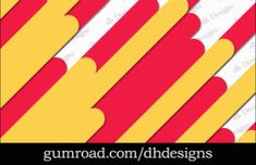 red, yellow and white striped paper with hearts on it in the center is an ad for gumroad com / dddesigns