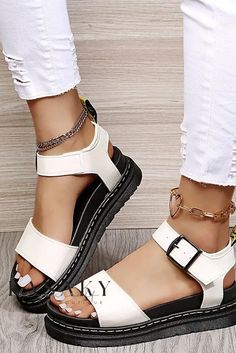 Lasaky - Premium Cushioned Flat Sandals with Robust Soles, Size 43 Backless Shoes, Buckle Outfits, Strappy Platform Sandals, Roman Fashion, Outdoor Sandals, Retro Women, Toe Shoes, Casual Sandals, Womens Heels