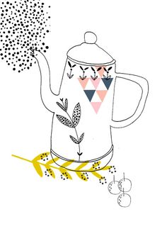 Kettle Susan Driscoll Kettle Drawing, Kitchen Doodles, Interesting Illustration, Postcards Inspiration, Illustration Design Graphique, Folk Illustration, Tea Illustration, 수채화 그림, Journal Art