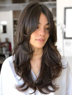 Long Shag Hairstyles, Hairstyles Layered, Layered Haircuts With Bangs, Haircuts For Long Hair With Layers, Haircut Types, Long Layered Haircuts, Long Dark Hair, Hair Haircuts