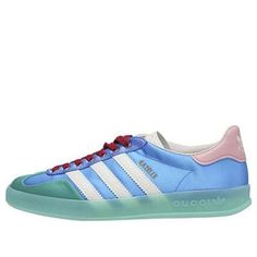 (WMNS) adidas x Gucci Gazelle 'Light Blue Silk' 707867-U7R10-3660 (SNKR/Skate/Casual/Women's/Classic/Crossover) Blue Sporty Gucci Sneakers, Sporty Blue Gucci Sneakers, Blue Low-top Gucci Sneakers, Blue Gucci Low-top Sneakers, Blue Gucci Lace-up Sneakers, Blue Gucci Sneakers With Branded Insole, Blue Gucci Sneakers With Round Toe, Gucci Blue Round Toe Sneakers, Gucci Casual Blue Sneakers