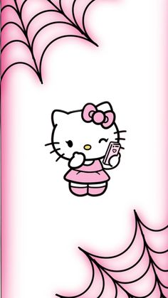 an image of a hello kitty with spider web