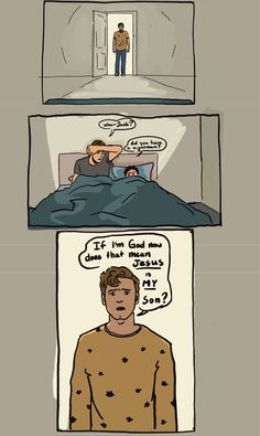 two comics with the same person in bed