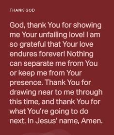 a thank card with the words god, thank you for showing me your unfailing love