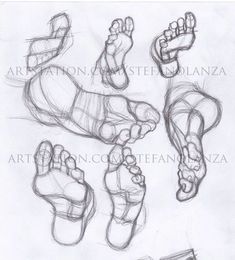 a drawing of feet and toes with different angles