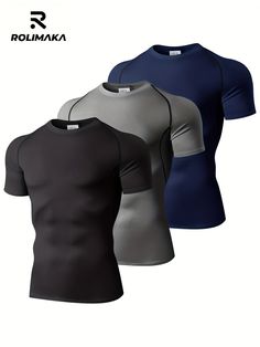 Stay comfortable and stylish during your outdoor workout with our Men's Compression Workout Tshirt Set. Engineered for peak performance, this set is perfect for all your favorite sports activities. Enhance your performance with compression technology Stay cool and dry with breathable fabric Experience maximum flexibility with medium stretch design Easy care instructions - simply machine wash and avoid dry cleaning Perfect for all seasons and occasions - from golfing to hitting the beach Elevate your workout experience with this high-quality set that will keep you feeling and looking your best. Work hard and play hard in our Men's Compression Workout Tshirt Set.Composition:90% PolyesterMaterial:PolyesterPatterned:Solid colorSheer:NoFabric:Medium StretchCollar Style:Crew NeckType:TopsCare In Fitted Dri-fit T-shirt With Moisture-wicking, Fitted Gray T-shirt For Running, Short Sleeve Dri-fit Sportswear, Technical Compression T-shirt With Moisture-wicking, Stretch Moisture-wicking Short Sleeve Rash Guard, Moisture-wicking Stretch Rash Guard With Short Sleeves, Black Compressive Sporty T-shirt, Fitted Gray Crew Neck Activewear, Gray Fitted Crew Neck Activewear