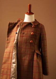 Handmade by Mary Grace Godfrey •Brown and Burgundy Red Plaid Tartan Check 100% Wool •Double Breasted Jacket •Real Leather Buttons •Collar •Pockets at Waist •Fully Lined with Rayon Dry Clean Only Available in sizes Kids 5T-8 VERY LIMITED SUPPLY Green Plaid Coat, Plaid Coat, Brown Plaid, Double Breasted Jacket, Girl Coat, Historical Fashion, Tweed Jacket, Burgundy Red, Red Plaid