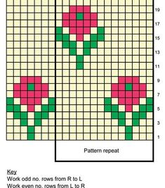 the cross stitch pattern is shown with two flowers on each side and one flower in the middle