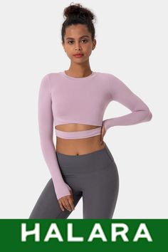 @thehalara #affiliatelink #croppedtop #croppedsportstop #thumbhole #womensclothing #womenstop Long Sleeve Sports Top, Wear Crop Top, Yoga Activewear, Tshirt Pattern, Athletic Top, Active Wear Outfits, Sports Top, Performance Outfit, Dance Outfits