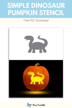 a pumpkin with the word simple dinosaur stencil on it, and an image of a