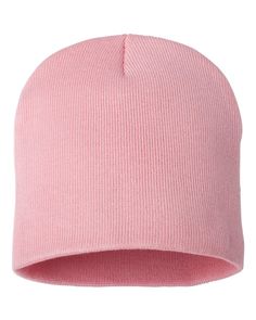 Sportsman SP08 - 8 Knit Beanie - PINK - OSFA | Sportsman 8" Beanie Hat in Pink Size OSFA | Acrylic Pink Beanie, Hook And Loop Tape, Fitted Caps, Customized Blankets, Knit Beanie, Moisture Wicking Fabric, Beanie Hats, Fabric Material, Knitted Hats