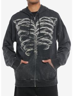 Rib Cage Illustrated Oversized Hoodie | Hot Topic Rib Cage Hoodie, Hoodies Grunge, Grunge Hoodies, Shopping List Clothes, Grunge Vibes, Hoodie Men, Oversized Hoodie, Zip Up Hoodies, Rib Cage