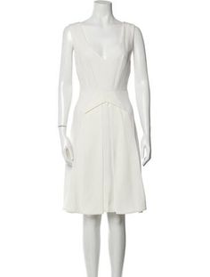 Roland Mouret A-Line DressWhitePleated AccentsSleeveless with V-NeckExposed Zip Closure at BackDesigner Fit: Designed for a slim fit, those with a curvy figure may wish to take one size up. White Fitted A-line V-neck Dress, Elegant White Sleeveless V-neck Dress, Elegant Sleeveless V-neck Dress For Daywear, Elegant Sleeveless Dress With Notched Neckline, Elegant Sleeveless Dress With Notched Neckline For Summer, Fitted White V-neck Cocktail Dress, White Sleeveless V-neck Evening Dress, Elegant Sleeveless Lined Dress For Daywear, Elegant Lined Sleeveless Dress For Daywear