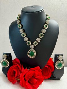 Sabyasachi Inspired Premium quality green color necklace / Sabyasachi Inspired Statement Necklace/Wedding/Bollywood Necklace has adjustable rope  earrings height is 4.8 cm & width is 2.8 cm approximately, weight of earring is around 10.54 gm Traditional Green Kundan Necklace For Party, Green Kundan Necklace For Party And Festivals, Green Kundan Necklace For Festivals And Parties, Green Necklace For Formal Festivals, Green Formal Necklace For Festivals, Green Bridal Necklace For Formal Festivals, Bollywood Green Bridal Necklace For Party, Bollywood Style Green Bridal Necklace For Party, Green Bollywood Bridal Necklace For Party