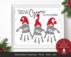 there is no place like home for the holidays printable christmas card with santa hats