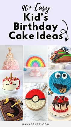 Looking for easy decorated birthday cakes for kids? We've put together this huge list of easy birthday cake ideas that are all fun easy cakes to make even for beginners! Easy kids birthday cakes are often simple beginner cake decorating ideas that are still sure to impress your party guests! Check out the full list for some great ideas. Easy Princess Cake, Easy Birthday Cakes, Birthday Cake Ideas For Kids, Easy Cakes For Kids, Cakes For Kids, Cake Designs For Kids, Rainbow Unicorn Cake