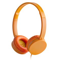 the headphones are orange and yellow