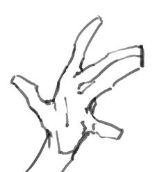 a black and white drawing of a person's hand