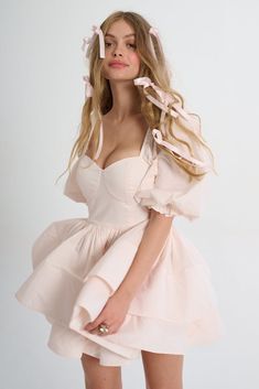 Embracing Femininity, Pink Prints, Romantic Weekend Getaways, Puffy Dresses, Puff Dress, Vacation Dress, Soft Pajamas, Dress Aesthetic, Pointe Shoes