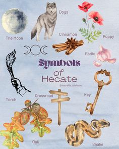 the symbols of hecatete are depicted in this watercolor painting by artist susan grisell