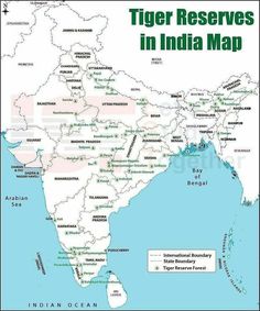 the tiger reserve in india map with all its major cities and their respective location on it