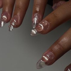 Clear Gel Nails, Old Money Nails, Money Nails, Nails Bling, Asian Nails, Aesthetic Luxury, Vintage Nails, Nails Cute, Pearl Nails