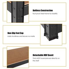 the details for an office desk with drawers