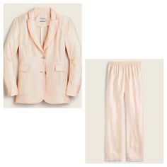 J. Crew Collection Deconstructed Blazer Size 00, In Silk Twill And Pull-On Pant Size 00 Dress Slacks For Women, Deconstructed Blazer, Pink Tuxedo, Tuxedo Jumpsuit, Velvet Tunic, Peplum Blazer, J Crew Collection, Slack Pants, Jcrew Collection