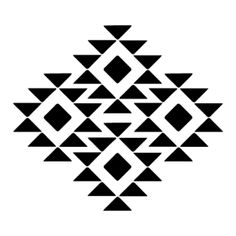 an abstract black and white design with squares, triangles, and rectangles in the center