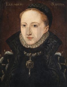 an old painting of a woman in black