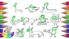 an image of children's drawing with animals and numbers